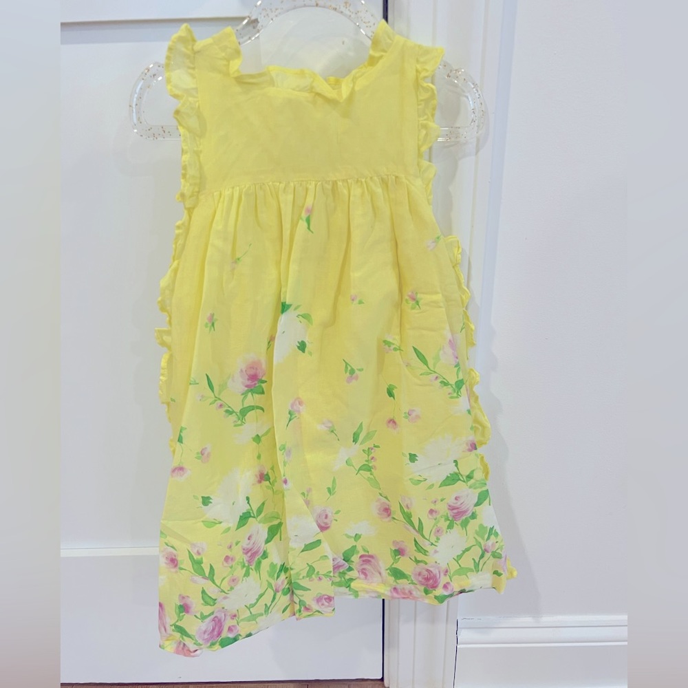 5T Janie and Jack yellow dress with pink roses